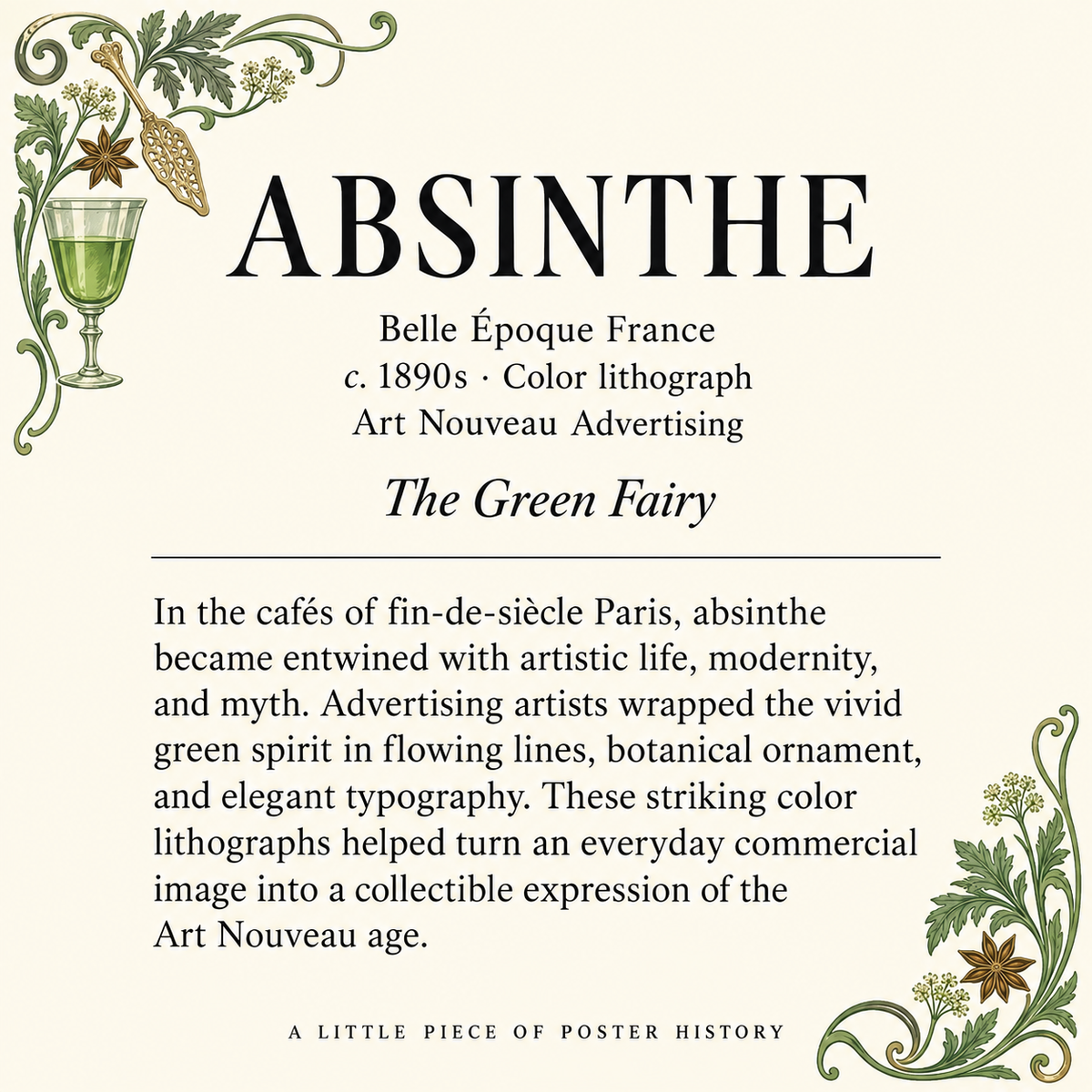 Absinthe Matchbook Cover, Vintage Art Nouveau Poster Collectible, Home Decor for Candles & Incense