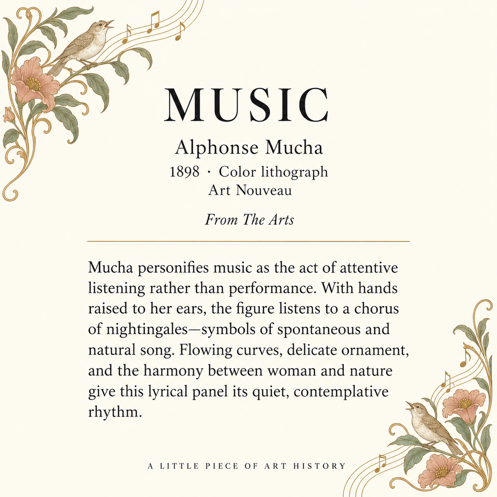 Mucha Art Matchbook, Music Print Collectible, Vintage Matchbook Cover, Art Nouveau Home Decor