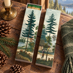 Cozy Forest Cabin Matchbox – Decorative Safety Matches, Vintage-Inspired Décor