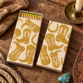 Kickin’ Boots Gold Foil Matchbox – Western Decorative Safety Matches