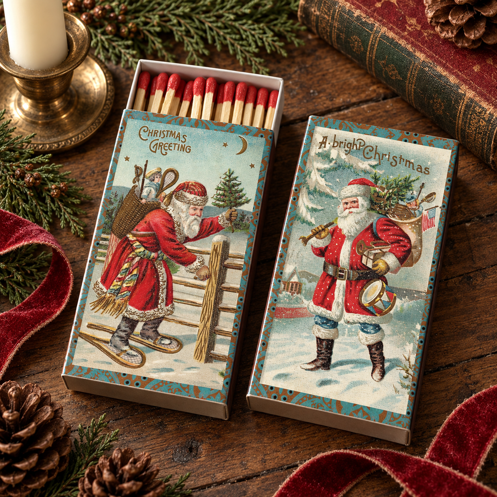 Vintage Santas Matchbox – Decorative Christmas Safety Matches