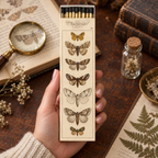 Moth Matchbox – Extra-Long Candle Matches, Cottagecore Insect Décor, Nature Lover Gift, 8.5 × 2.5 Inches