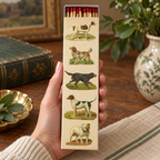 Dog Collage Matchbox – Extra-Long Candle Matches, Vintage Canine Décor, Dog Lover Gift, 8.5 × 2.5 Inches