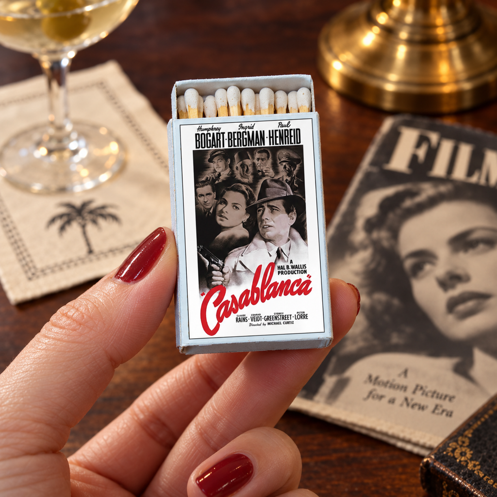 Casablanca Movie Matchbox – Classic Film Poster Matches, Vintage Hollywood Décor, Movie Lover Gift