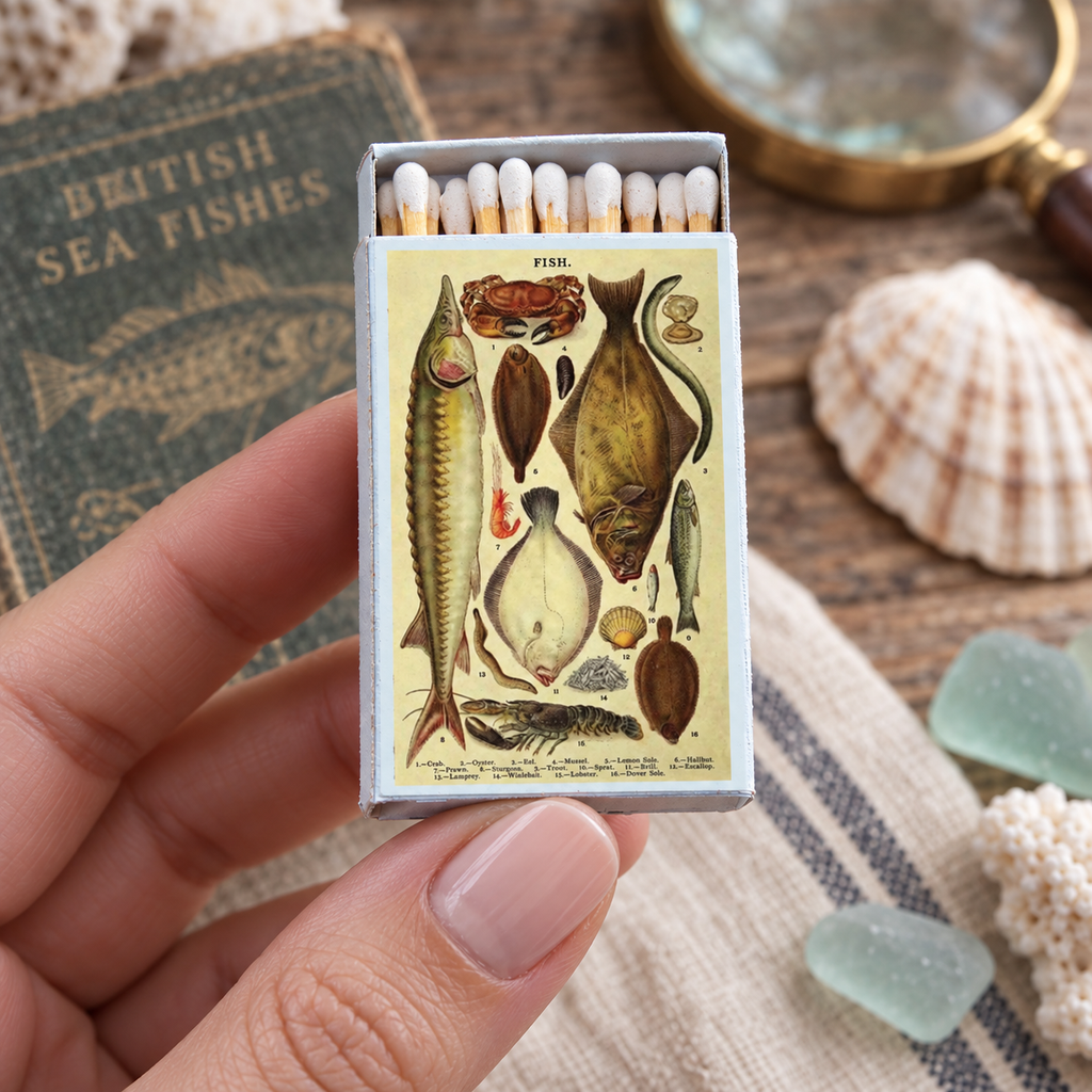 Vintage Fish Matchbox – Aquatic Matches, Fisherman Gift, Lake House Candle Accessory