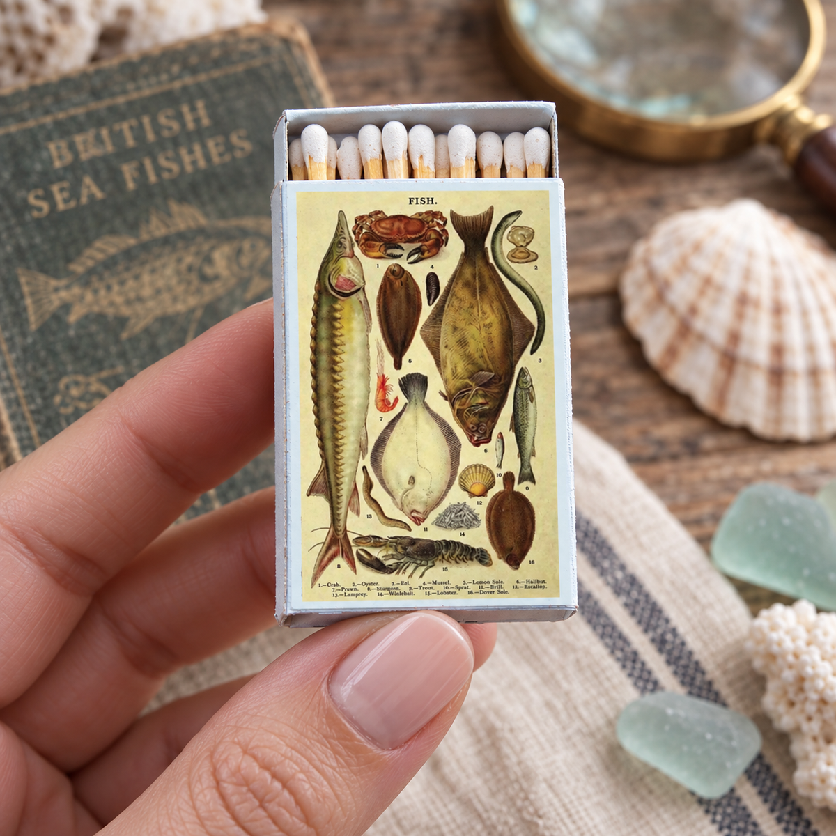 Vintage Fish Matchbox – Aquatic Matches, Fisherman Gift, Lake House Candle Accessory