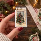 Vintage Christmas Tree Matchbox – Holiday Matches, Festive Candle Accessory, Stocking Stuffer