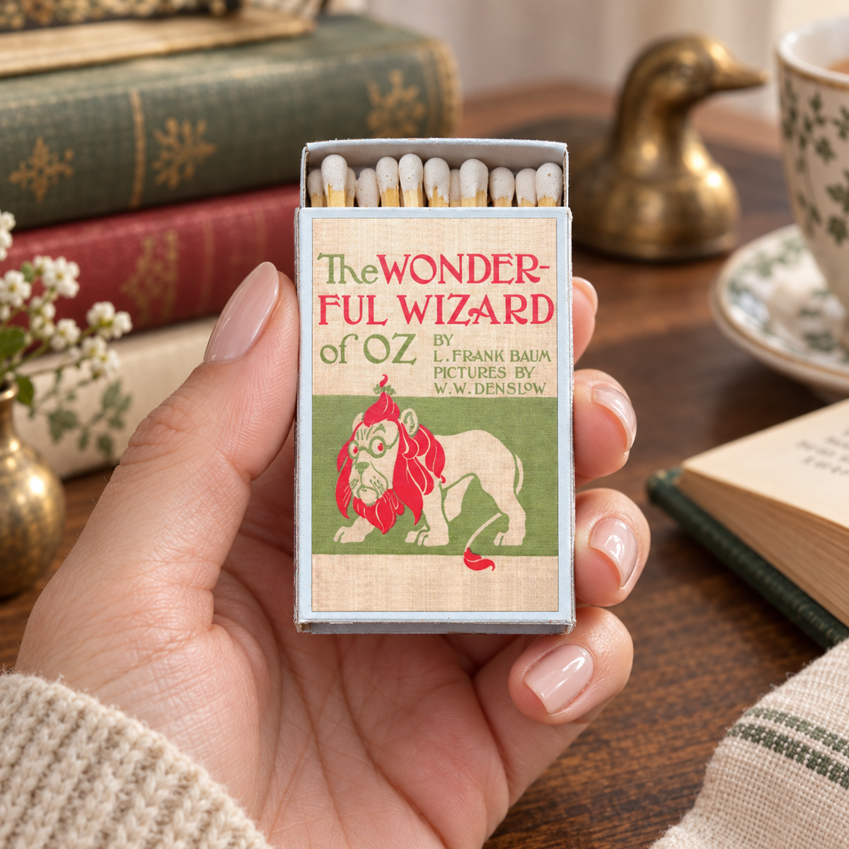 Wizard of Oz Matchbook, L. Frank Baum Book Cover, Candle Accessory (20-23 Matches)