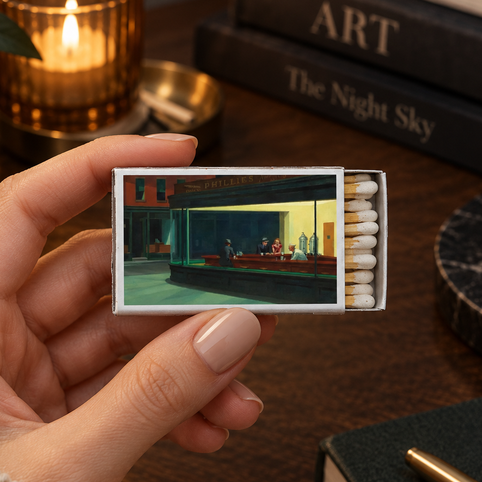 Nighthawks Hopper Matchbook, Edward Hopper Art Collectible, Vintage Matchbook Cover, American Realism Home Decor, Candle Lighting Accessory
