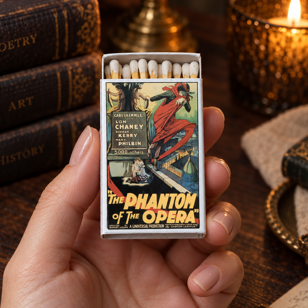 Phantom of the Opera Movie Poster Matchbook, Vintage Horror Movie Collectible, Retro Matchbook Cover, Classic Monster Decor, Candle Accessory