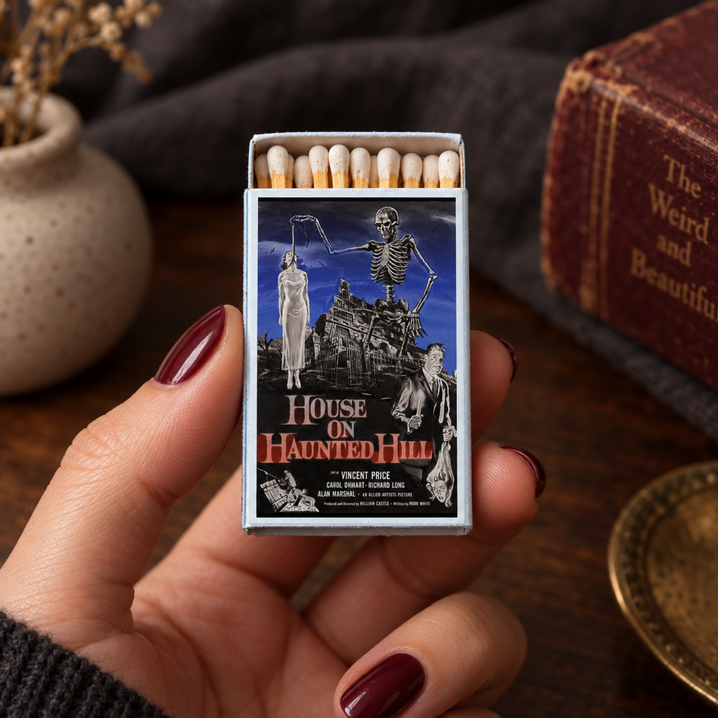House on Haunted Hill Matchbox – Classic Horror Movie Matches, Haunted House Décor