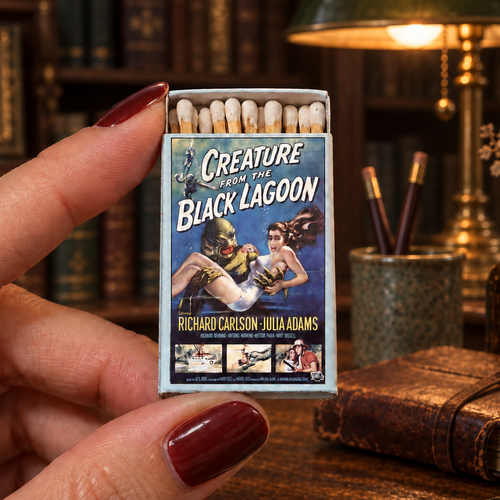 Classic Horror Monster Matchbook, Vintage Movie Poster Art, Retro Film Decor, Candle Lover Gift