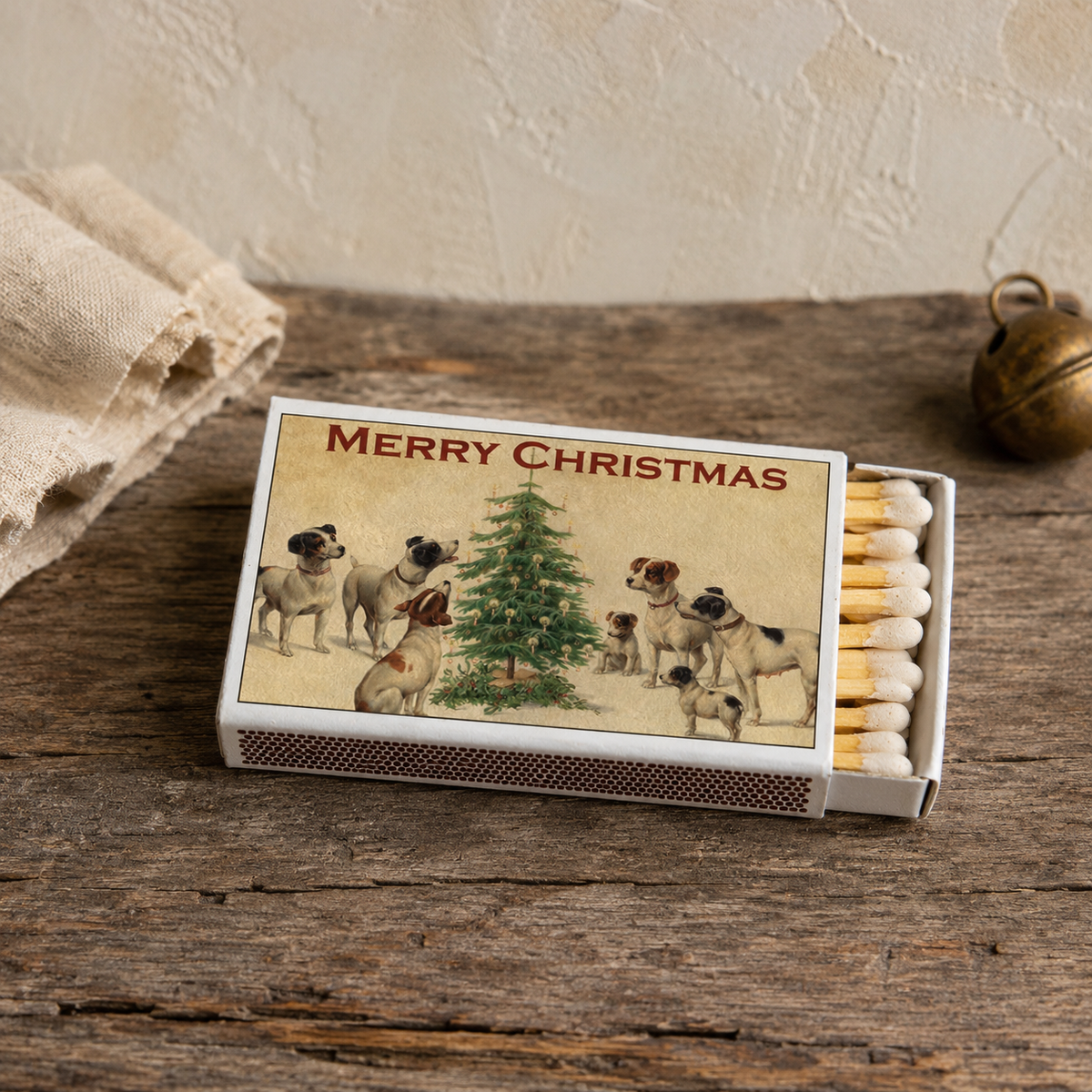 Christmas Dogs Matchbox – Vintage Holiday Matches, Dog Lover Stocking Stuffer