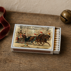 Christmas Sleigh Ride Matchbox – Vintage Holiday Matches, Rustic Winter Candle Accessory