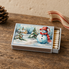 Vintage Snowman Matchbox – Christmas Matches, Retro Winter Décor, Holiday Stocking Stuffer