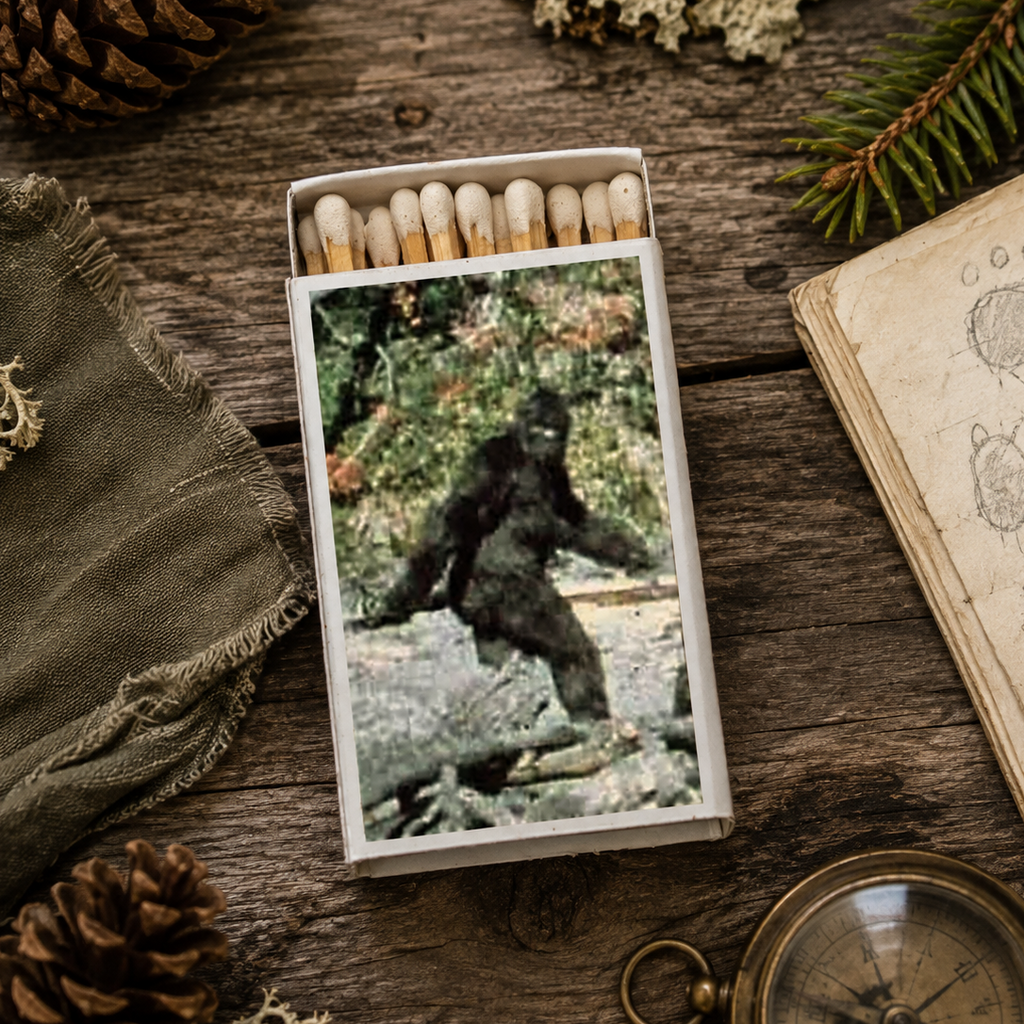 Bigfoot Matchbox – Sasquatch Matches, Cryptid Gift, Rustic Cabin Candle Accessory