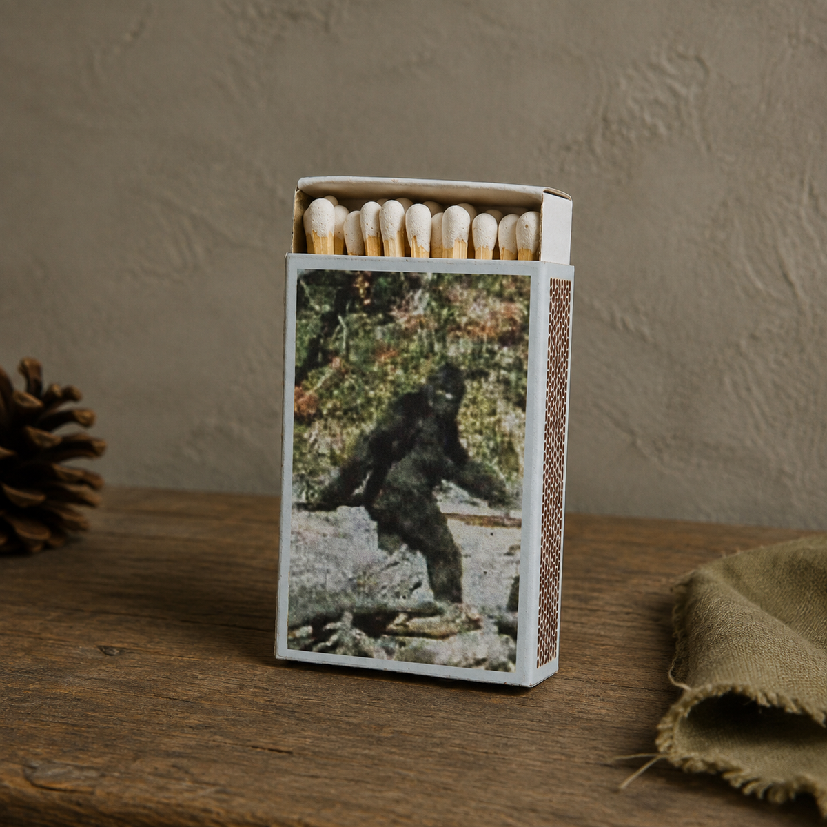 Bigfoot Matchbox – Sasquatch Matches, Cryptid Gift, Rustic Cabin Candle Accessory