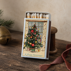 Vintage Christmas Tree Matchbox – Holiday Matches, Festive Candle Accessory, Stocking Stuffer