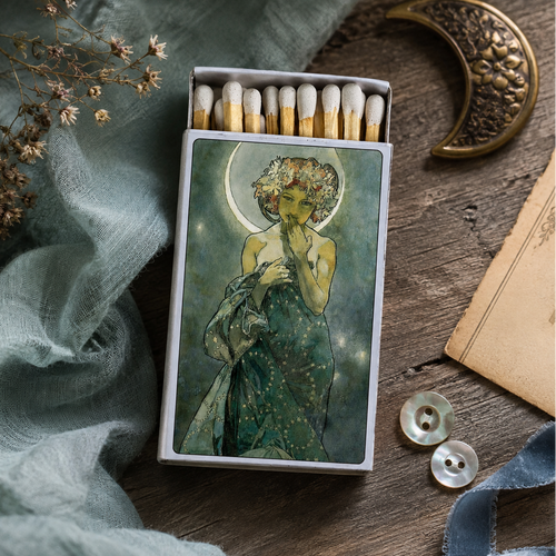 Alphonse Mucha Clair de Lune Matchbox – Art Nouveau Matches, Vintage Art Lover Gift