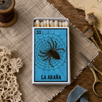 La Araña Lotería Matchbox – Mexican Bingo Matches, Spider Design, Colorful Candle Accessory