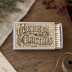 Merry Christmas Matchbox – Vintage Holiday Matches, Rustic Candle Décor, Stocking Stuffer