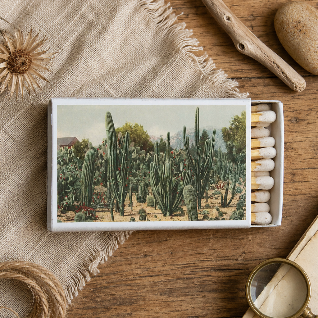 Cactus Garden Matchbox – Desert Botanical Matches, Southwestern Home Décor, Plant Lover Gift