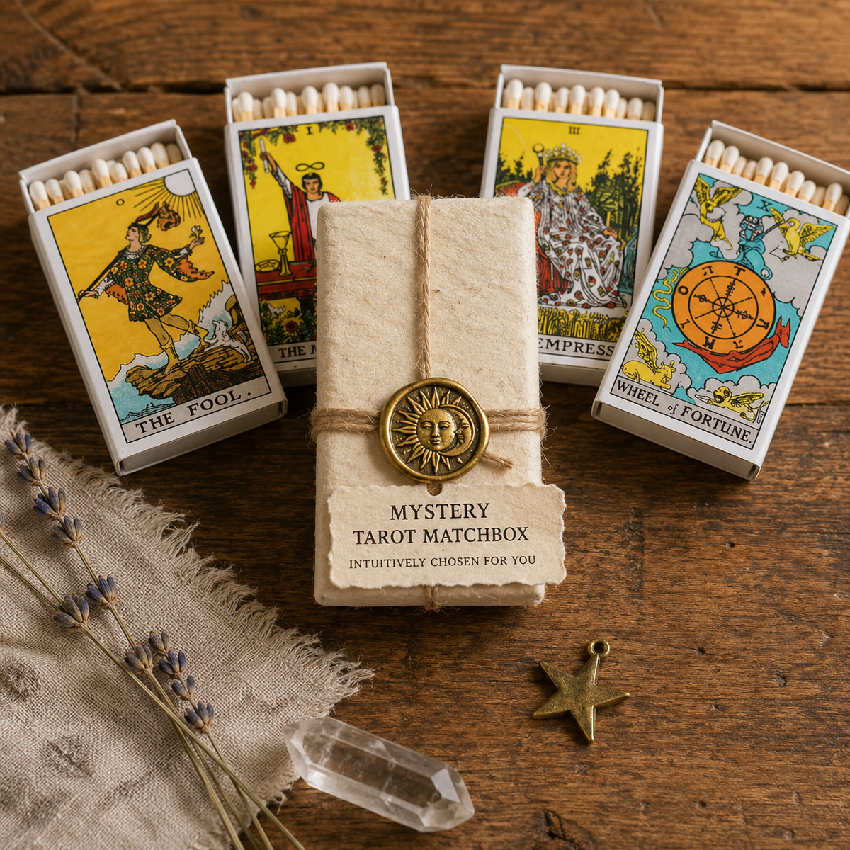 Mystery Tarot Card Matchbox, Surprise Tarot-Inspired Matchbox, Witchy Gift for Candle Lovers, Unique Spiritual Home Décor