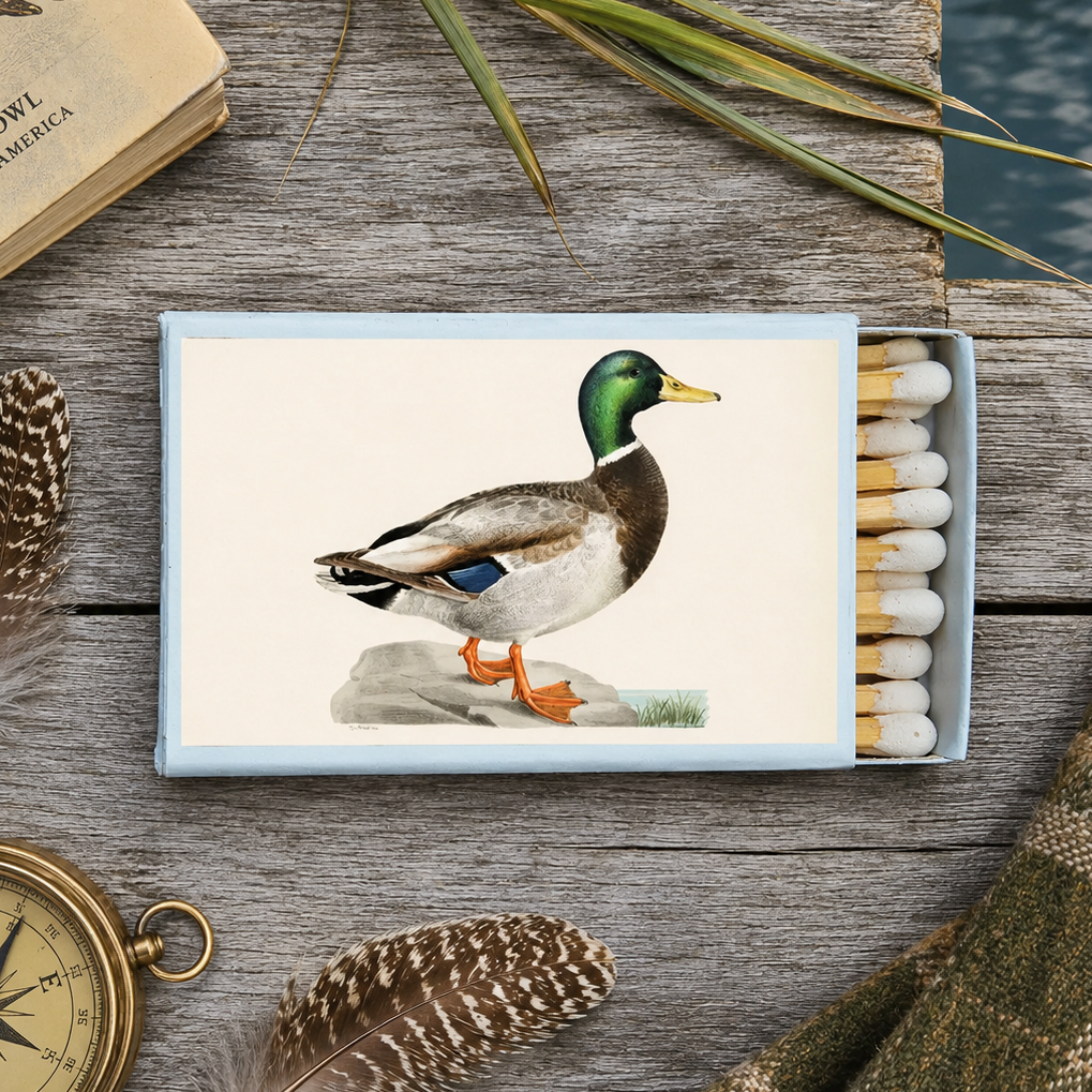 Vintage Mallard Duck Matchbook, Waterfowl Collectible, Nature Lover Gift (20-23 Matches)