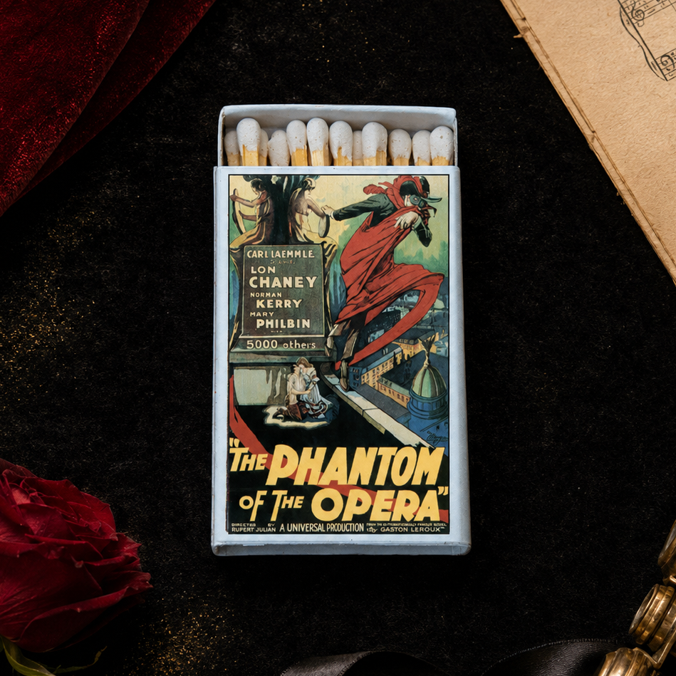 Phantom of the Opera Movie Poster Matchbook, Vintage Horror Movie Collectible, Retro Matchbook Cover, Classic Monster Decor, Candle Accessory
