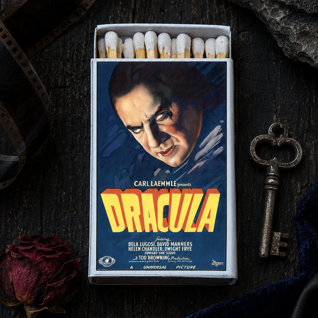 Classic Horror Dracula Matchbook, Vintage Movie Poster Art, Retro Film Decor, Candle Lover Gift