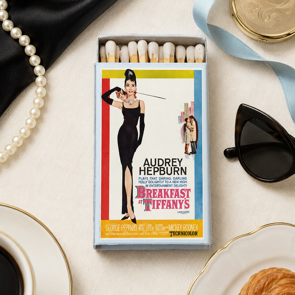 Breakfast at Tiffany's Matchbook, Audrey Hepburn Poster, Hollywood Memorabilia (20-23 Matches)