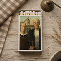 American Gothic Matchbook Cover, Grant Wood Painting Collectible, Vintage Art Decor, Home Decor for Candles