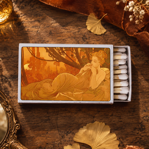 Art Nouveau Matchbook, Mucha Dusk Artwork, Vintage Art Collectible, Candle Lighting Accessory