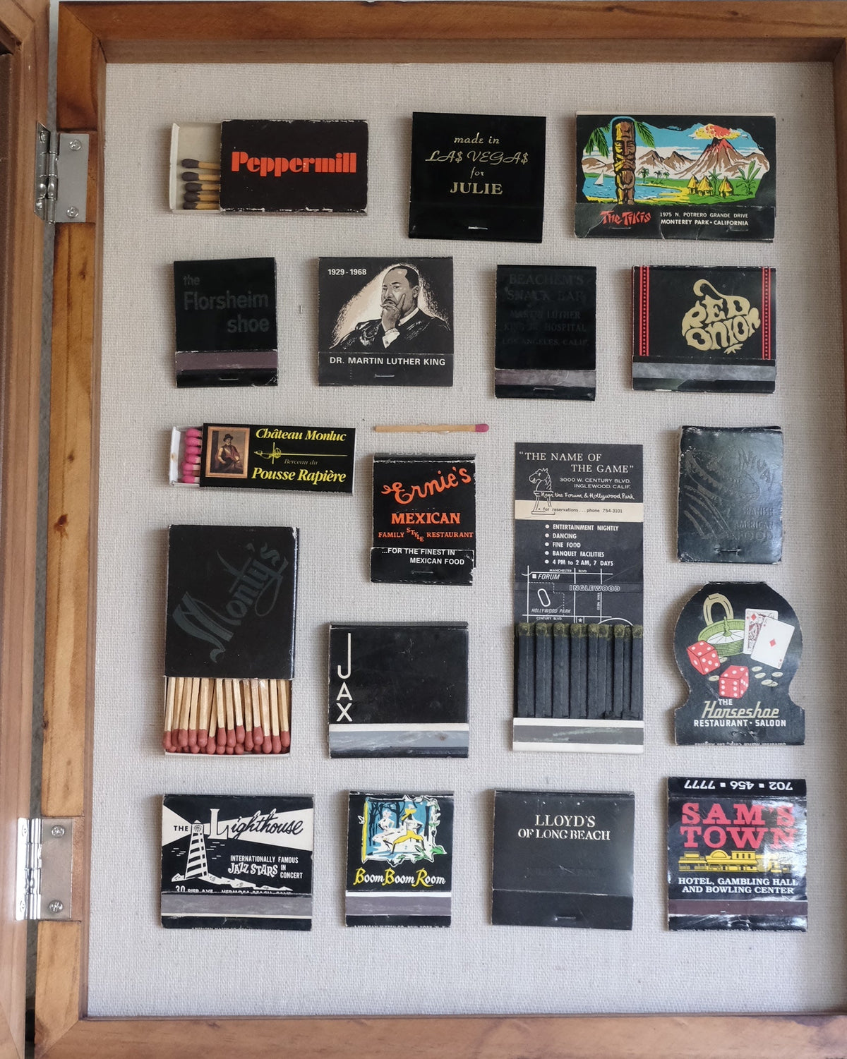 Black Vintage Matchbook One of a Kind Home Decor with Rustic Frame