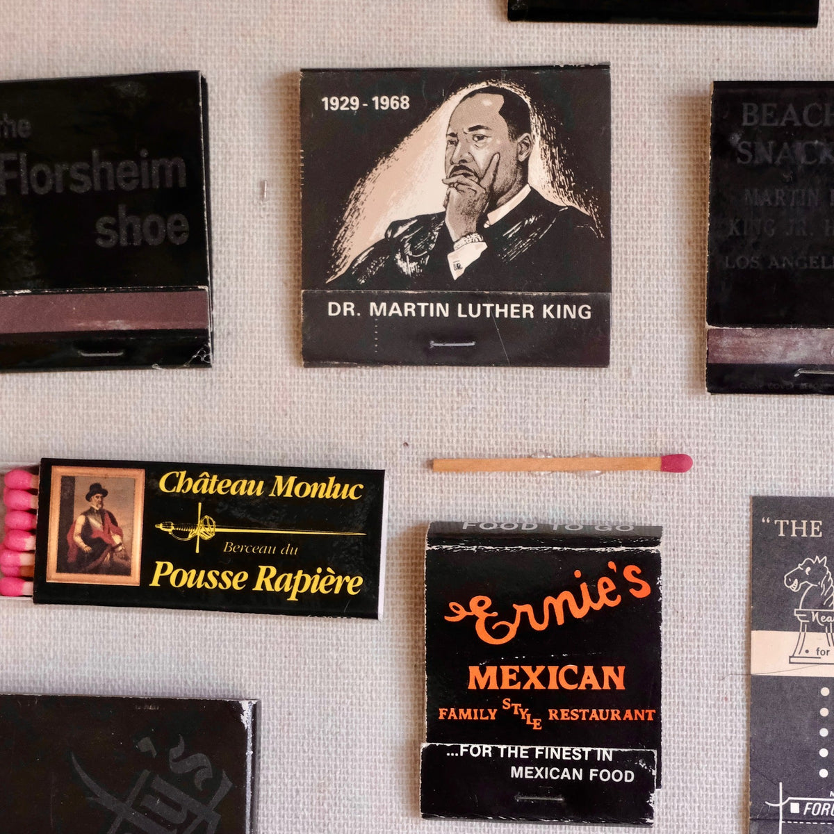 Black Vintage Matchbook One of a Kind Home Decor with Rustic Frame