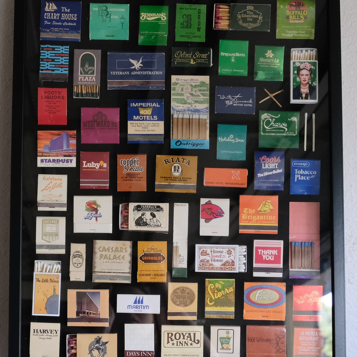 Rainbow Ombre Vintage Matchbook One of a Kind Home Decor with Black Frame