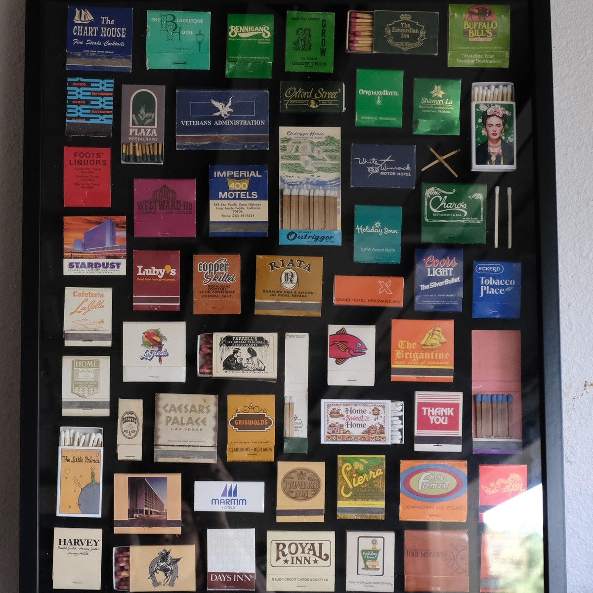Rainbow Ombre Vintage Matchbook One of a Kind Home Decor with Black Frame