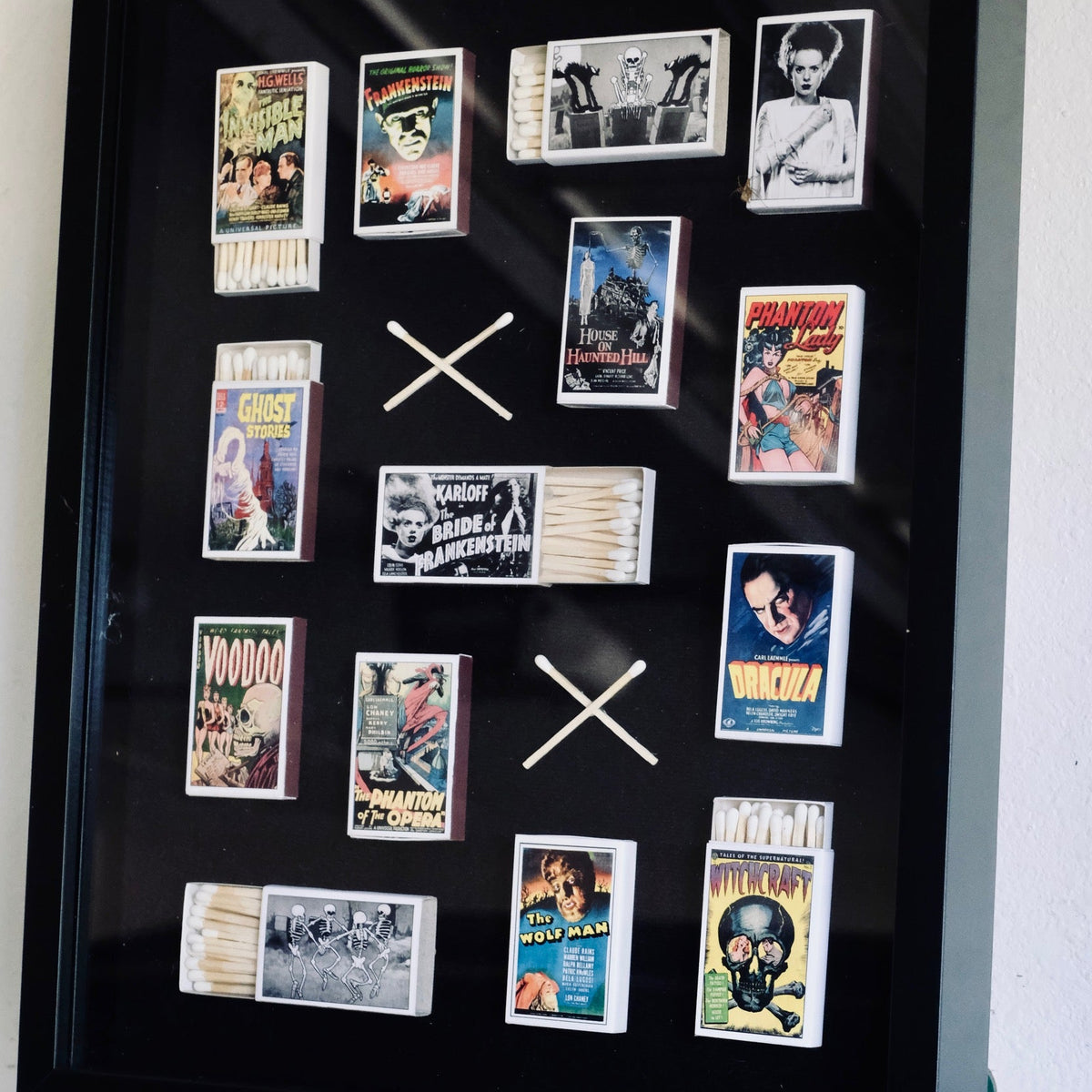 Vintage Horror Movie One of a Kind Matchbook Home Decor with Black Frame