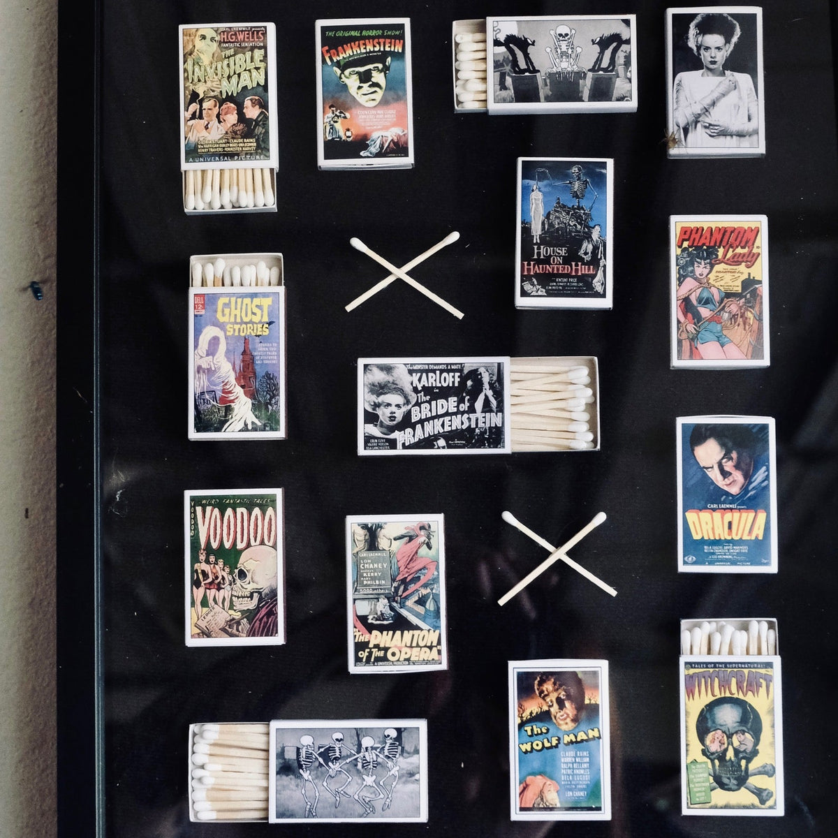 Vintage Horror Movie One of a Kind Matchbook Home Decor with Black Frame