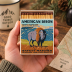 American Bison Safety Matches | Vintage Wildlife Matchbox | Buffalo Candle Matches | Rustic Cabin Decor | Made in USA
