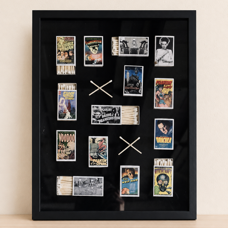 Vintage Horror Movie One of a Kind Matchbook Home Decor with Black Frame