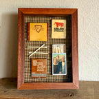 Vintage Matchbook Shadow Box | American Gothic Farmhouse Art | Rustic Restaurant Memorabilia