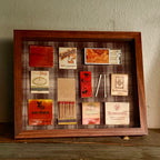 Vintage Orange Plaid Matchbook Shadow Box | Retro Hotel and Casino Wall Art | Mid-Century Bar Décor