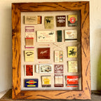 Large Vintage Matchbook Shadow Box Wall Art | Framed Matchbook Collection Display | Retro Hotel, Casino & Restaurant Memorabilia