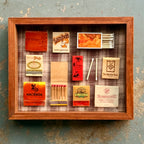 Vintage Orange Plaid Matchbook Shadow Box | Retro Hotel and Casino Wall Art | Mid-Century Bar Décor