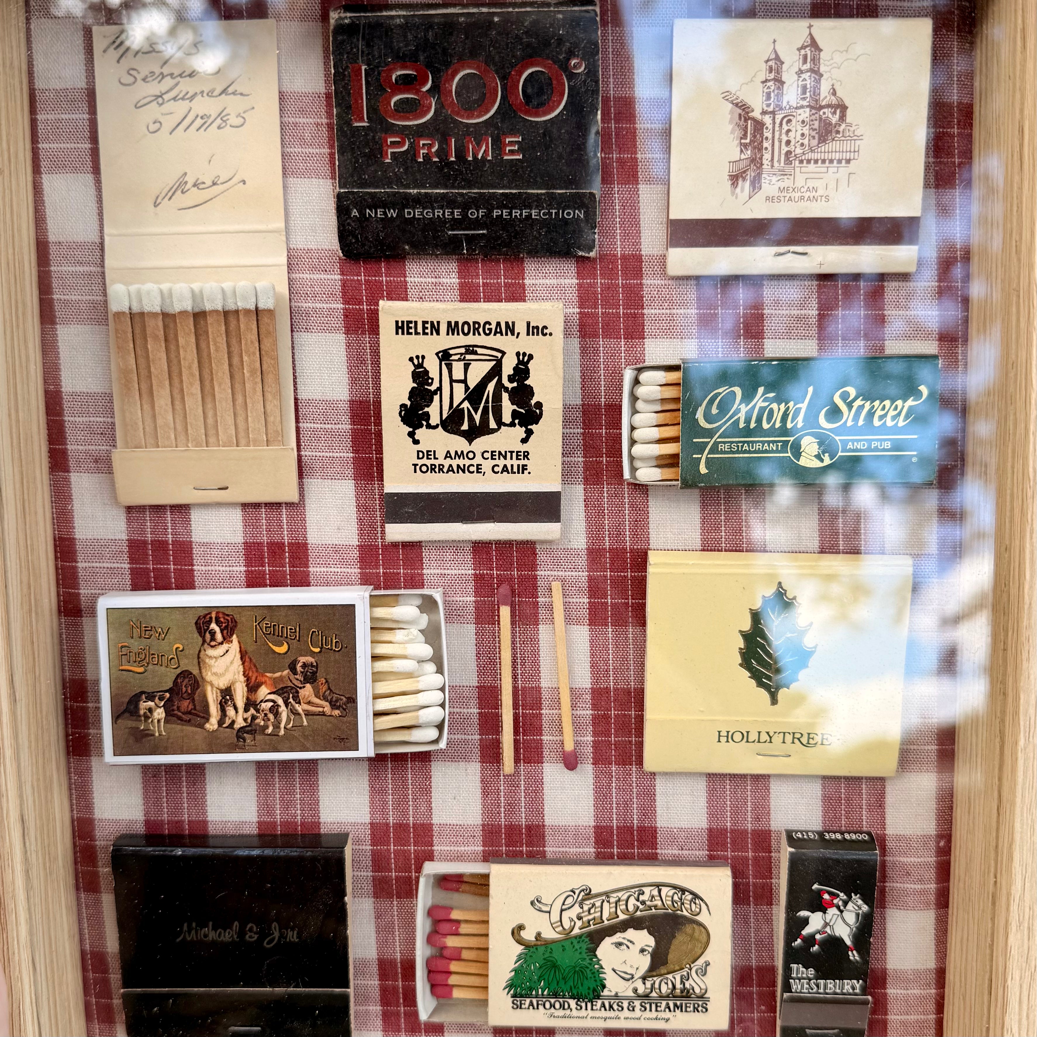 Vintage Matchbook Shadow Box Wall Art | Rustic Plaid Retro Memorabilia | 11x9 Frame
