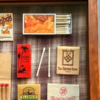 Vintage Orange Plaid Matchbook Shadow Box | Retro Hotel and Casino Wall Art | Mid-Century Bar Décor