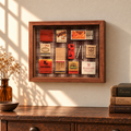 Vintage Orange Plaid Matchbook Shadow Box | Retro Hotel and Casino Wall Art | Mid-Century Bar Décor
