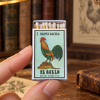 Loteria El Gallo Matchbox Holder | Decorative Matches for Candles & Incense | Mexican Folk Art Home Decor | Unique Gift Idea