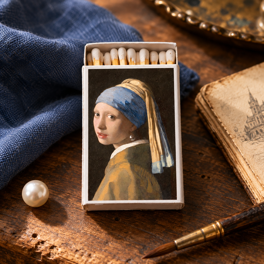 Girl with a Pearl Earring Matchbox | Decorative Matches for Candles & Incense | Classic Art Match Holder | Unique Home Decor Gift